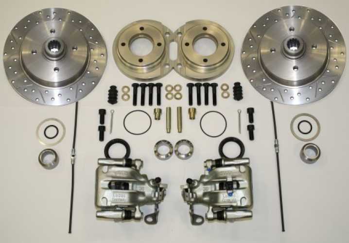 Bremsanlage Käfer Hinterachse 4x100 Schräglenker , gelocht und geschlitzt Kerscher