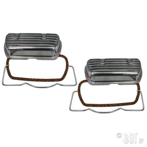Aluminium valve cover with clips and rubbers, as pair