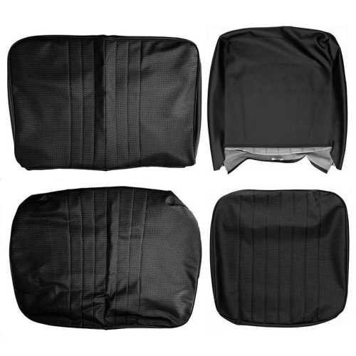 Front seat covers black 1/3 2/3 - Bus 08/67-07/72 basket weave (vertical seams)