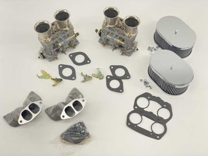 Doppelvergaseranlagen VW Wasserboxer 1,9l und 2,1l Repro IDF 40 Vergaser mit 4 Bypässen mit Luftfiltern