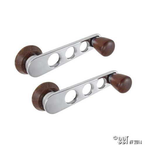 Window crank set rose wood/chrome as pair
