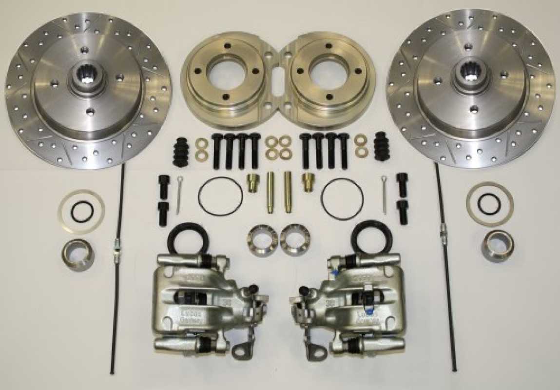 Bremsanlage Käfer Hinterachse 4x100 Schräglenker , gelocht und geschlitzt Kerscher