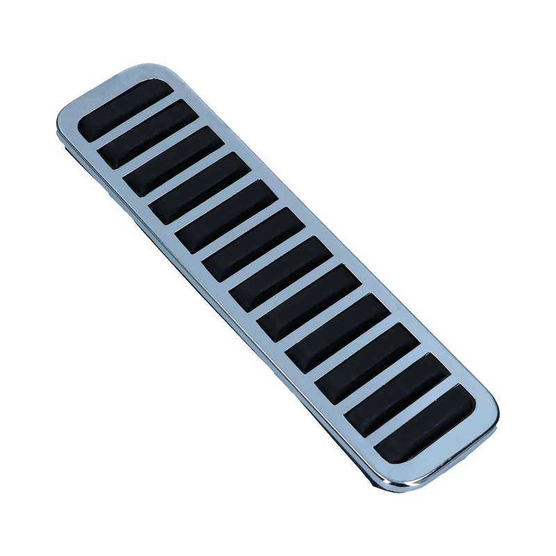 Gas pedal cover, chrome/black rubber, each