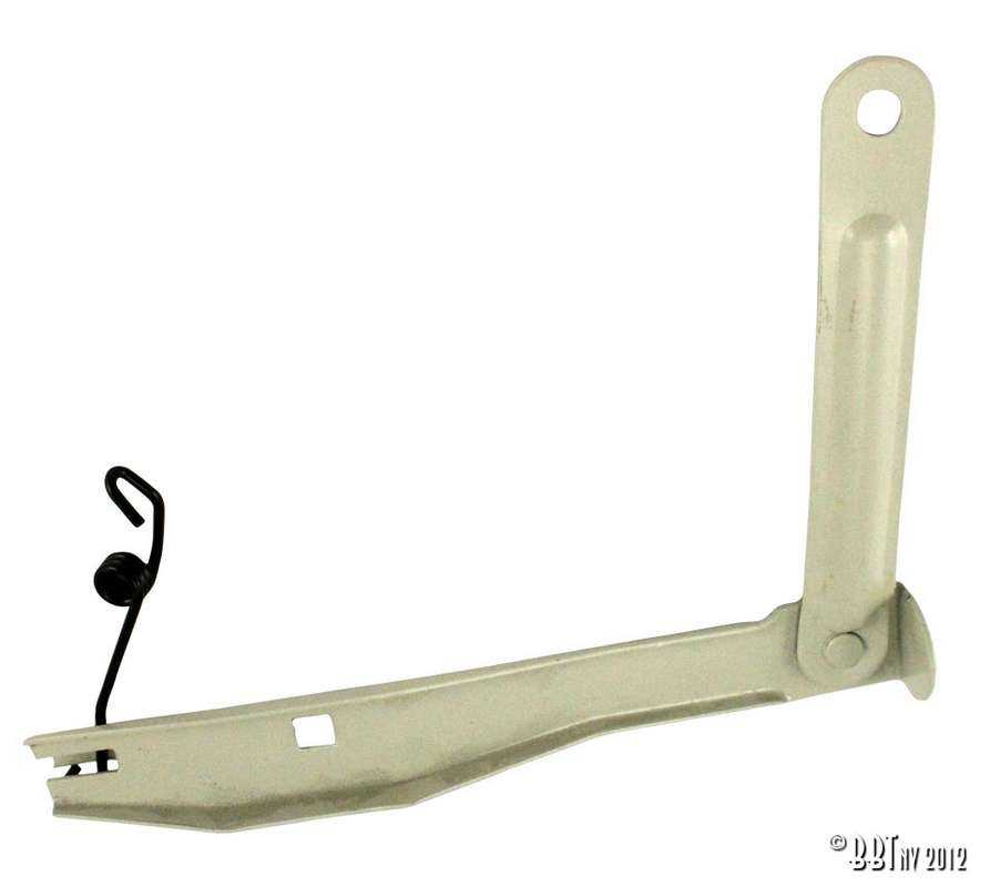 Engine lid support with spring + side compartment pick-up