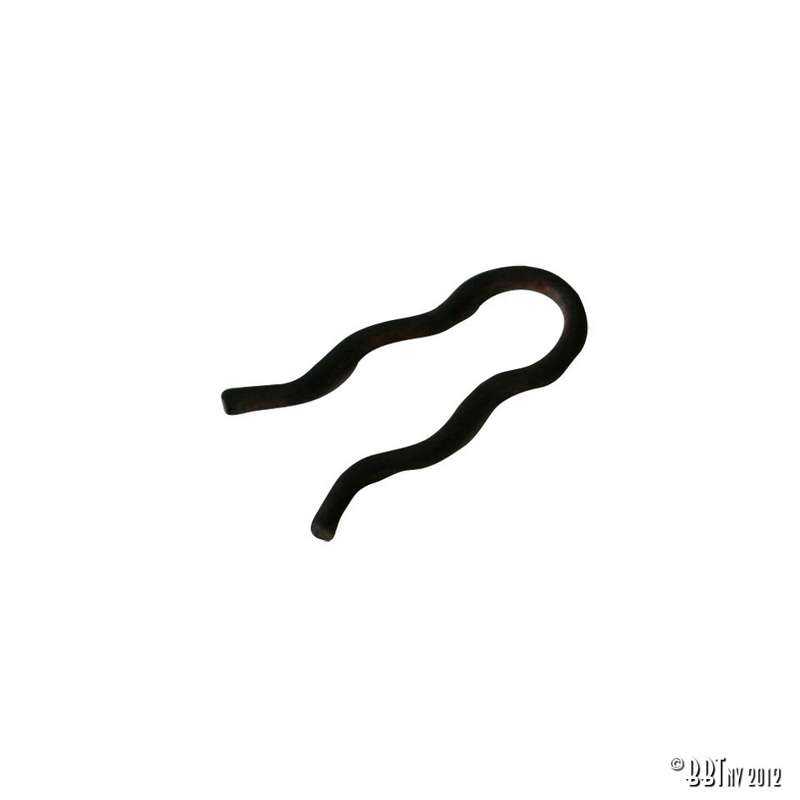 Securing clips for dowel pin emergency brake handle