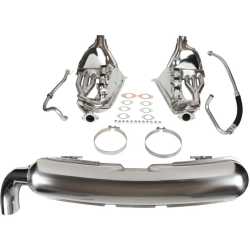 Exhaust conversion set, free-flow, with loose 84 mm tail pipes. IMPORTANT: Major modification needed on engine tin ware when installing on 3,2 l engines Porsche 911 G-Modell