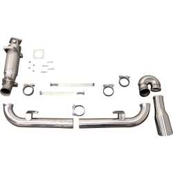 Exhaust set with G-pipe replacing exhaust box and side exhaust bypass pipe, single tail pipe and without heat exchangers, complete, stainless steel with polished exhaust box , without TÜV Porsche 964
